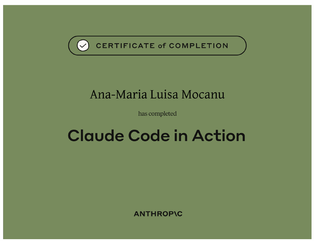 Claude Code in Action certificate